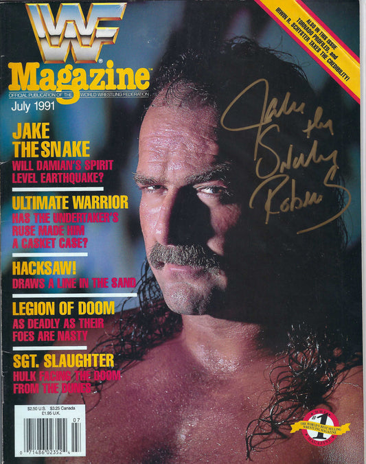 BD68  Jake the Snake Roberts   Autographed Vintage Wrestling Magazine w/COA