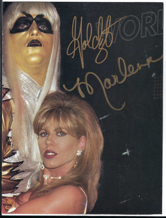 BD76  Goldust  Marlena  Sid Vicious Autographed Vintage Wrestling Magazine Poster w/COA