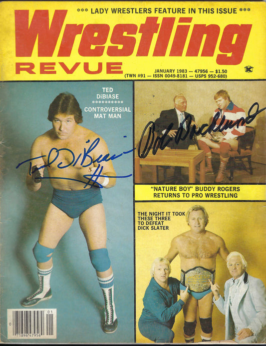 BD77  Ted DiBiase  Bob Backlund  Ricky Morton   Autographed Vintage Wrestling Magazine w/COA