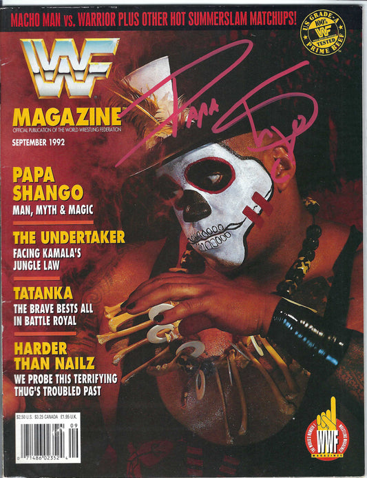 BD78  Papa Shango  Autographed Vintage Wrestling Magazine w/COA