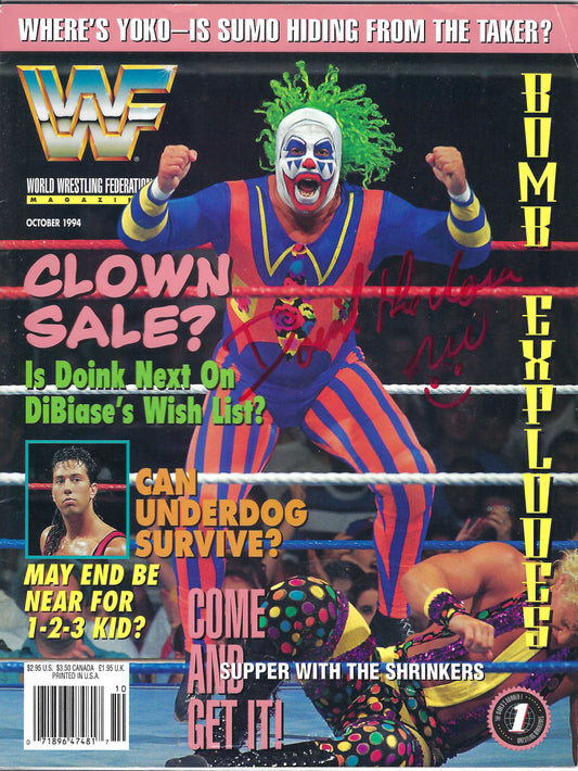 BD79  Doink the Clown  RA  Autographed Vintage Wrestling Magazine w/COA
