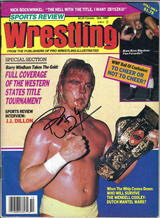 BD81  Barry Windham  Autographed Vintage Wrestling Magazine w/COA