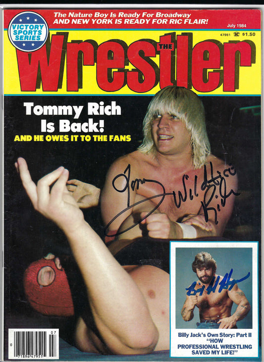 BD95 Tommy Rich  Billy Jack Haynes Autographed Vintage Wrestling Magazine w/COA