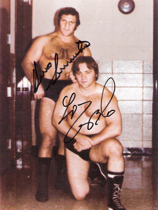 BLZ2 The Living Legend Bruno Sammartino ( Deceased ) Larry Zbyszko Autographed Wrestling Photo w/COA