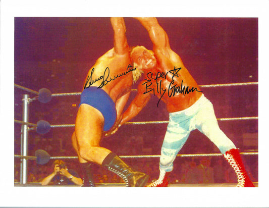 BSSBG1 The Living Legend Bruno Sammartino ( Deceased ) Superstar Billy Graham Autographed Wrestling Photo w/COA