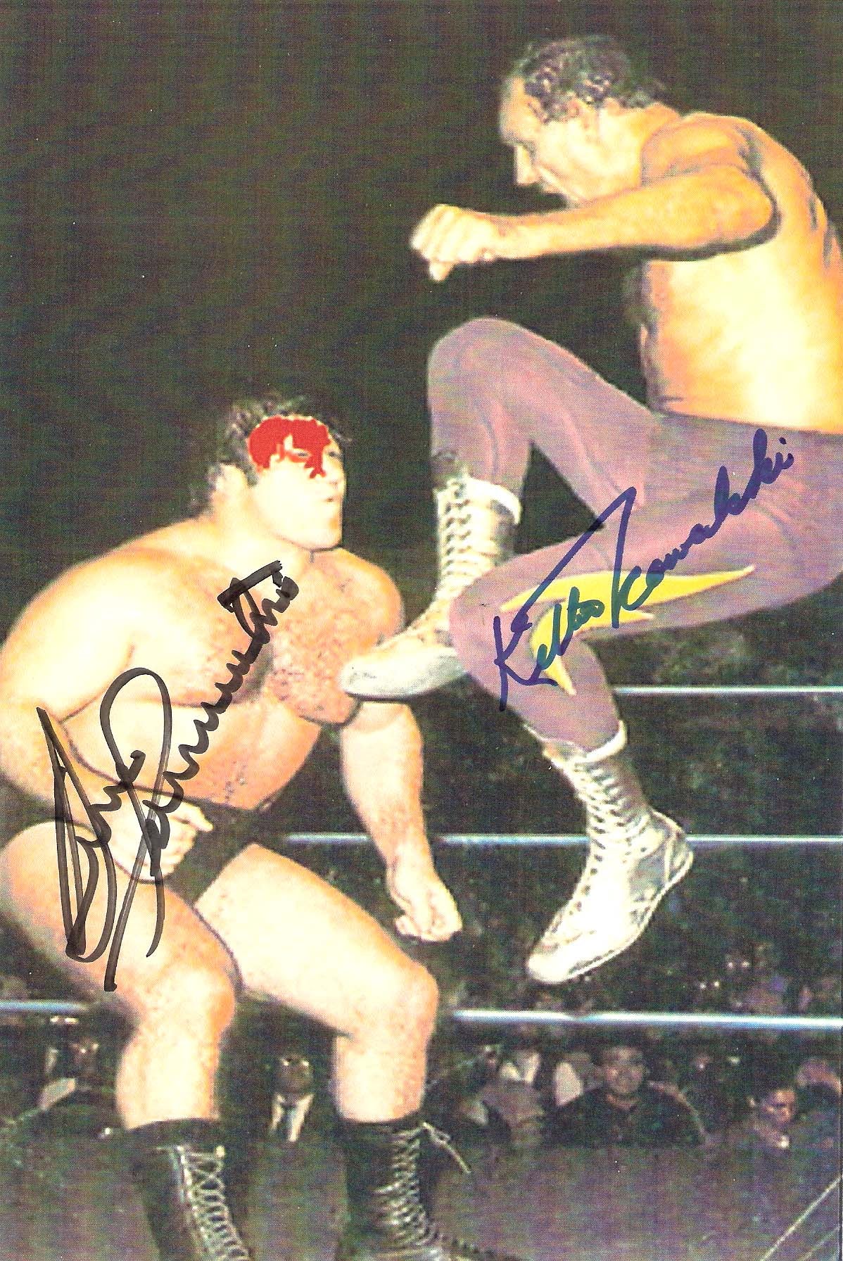 BKK2  The Living Legend Bruno Sammartino ( Deceased ) Killer Kowalski ( Deceased )  Autographed Wrestling Photo w/COA