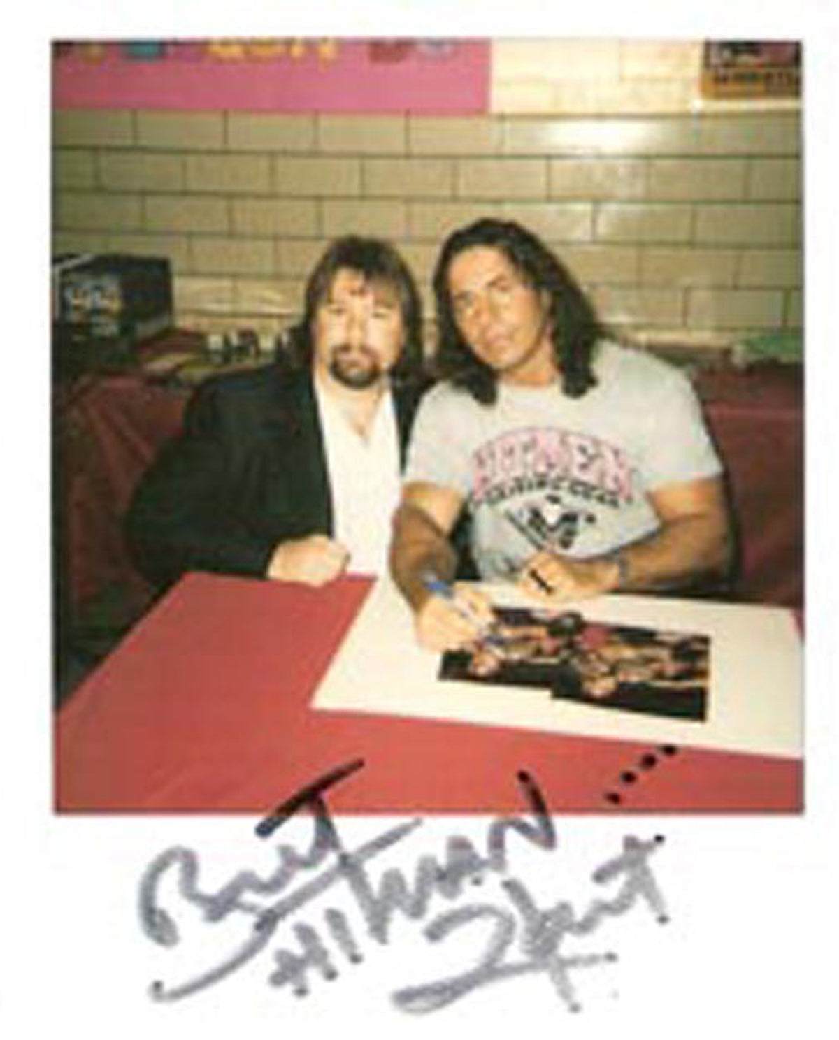 AM568  Bret the Hitman Hart   GIANT Autographed Vintage Wrestling Magazine  Poster w/COA