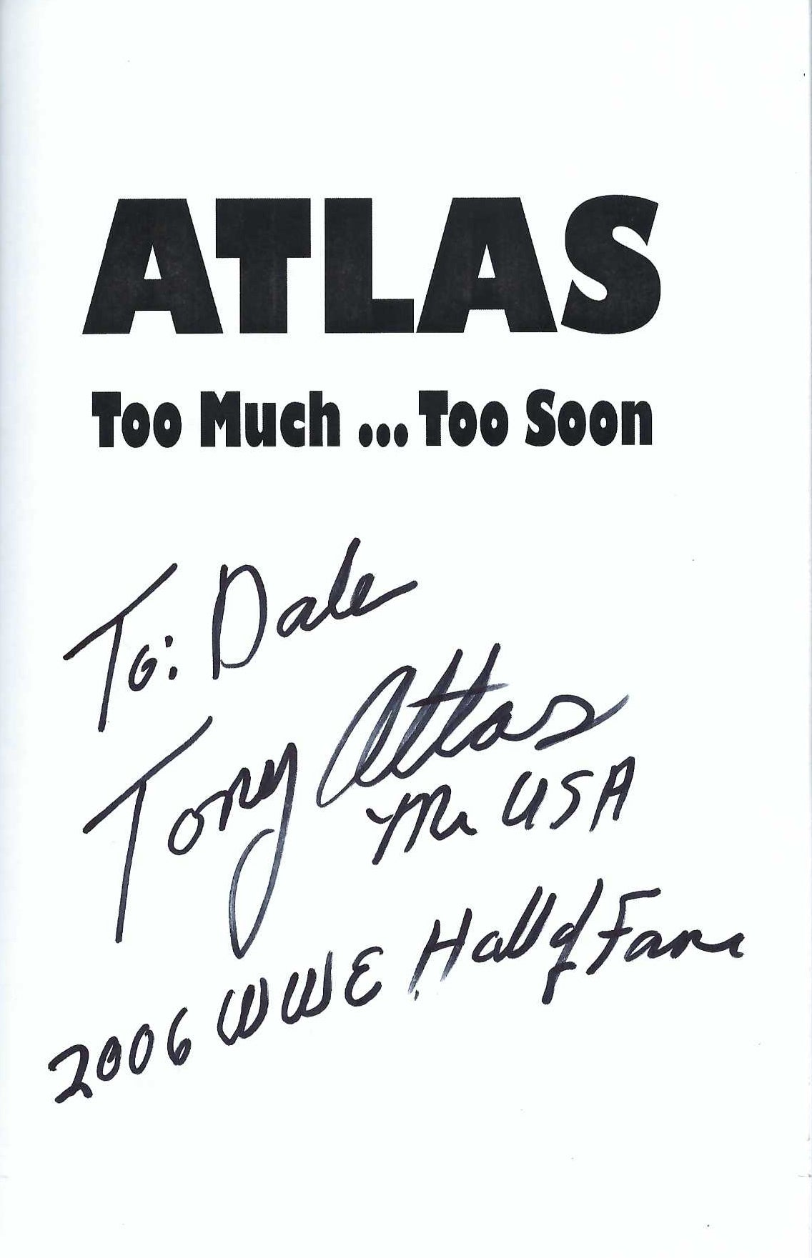 DSB6  Autographed Mr. USA Tony Atlas Autobiography w/COA