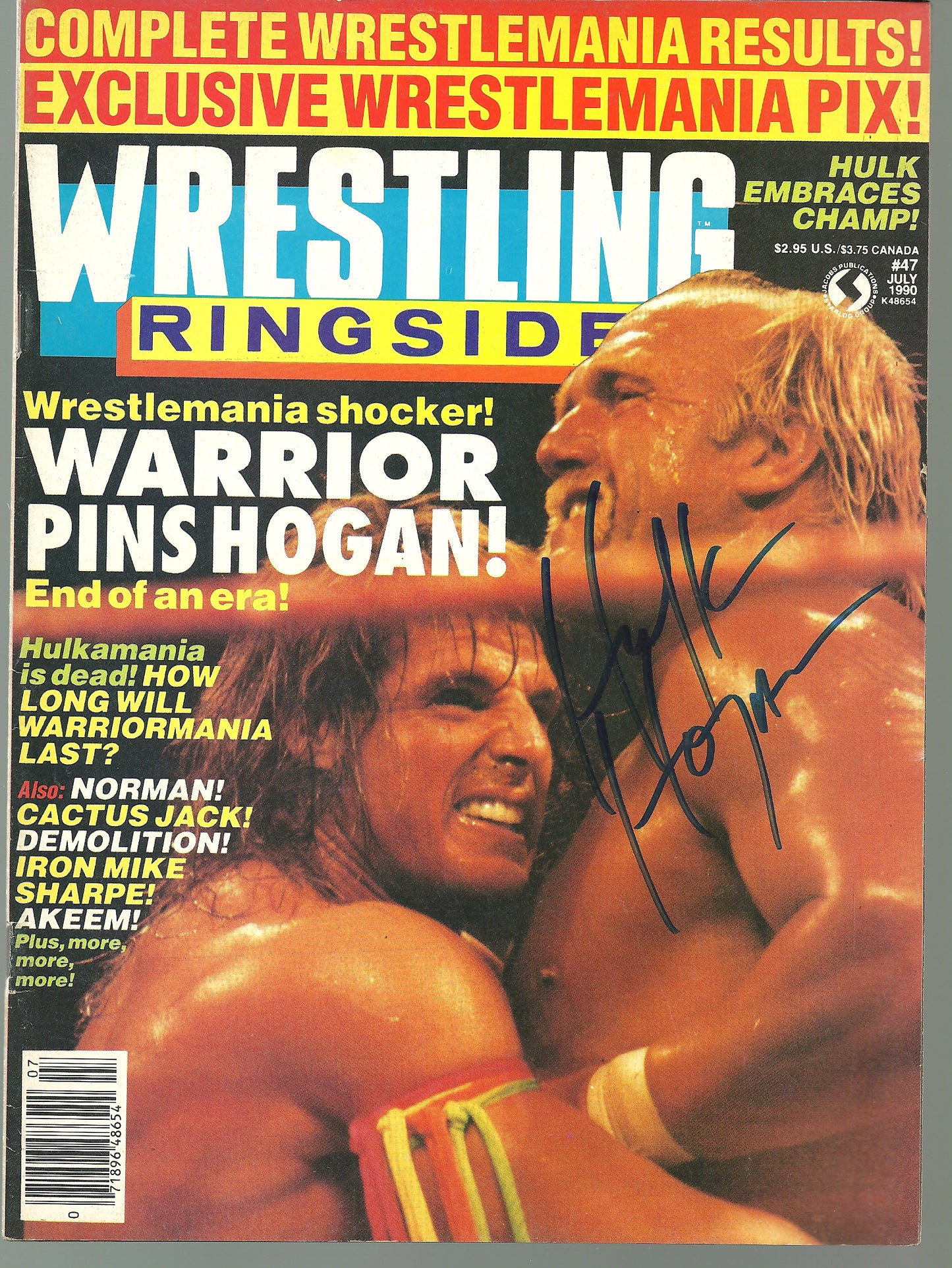 HH20  The Incredible Immortal Hulk Hogan Autographed Wrestling Magazine w/COA