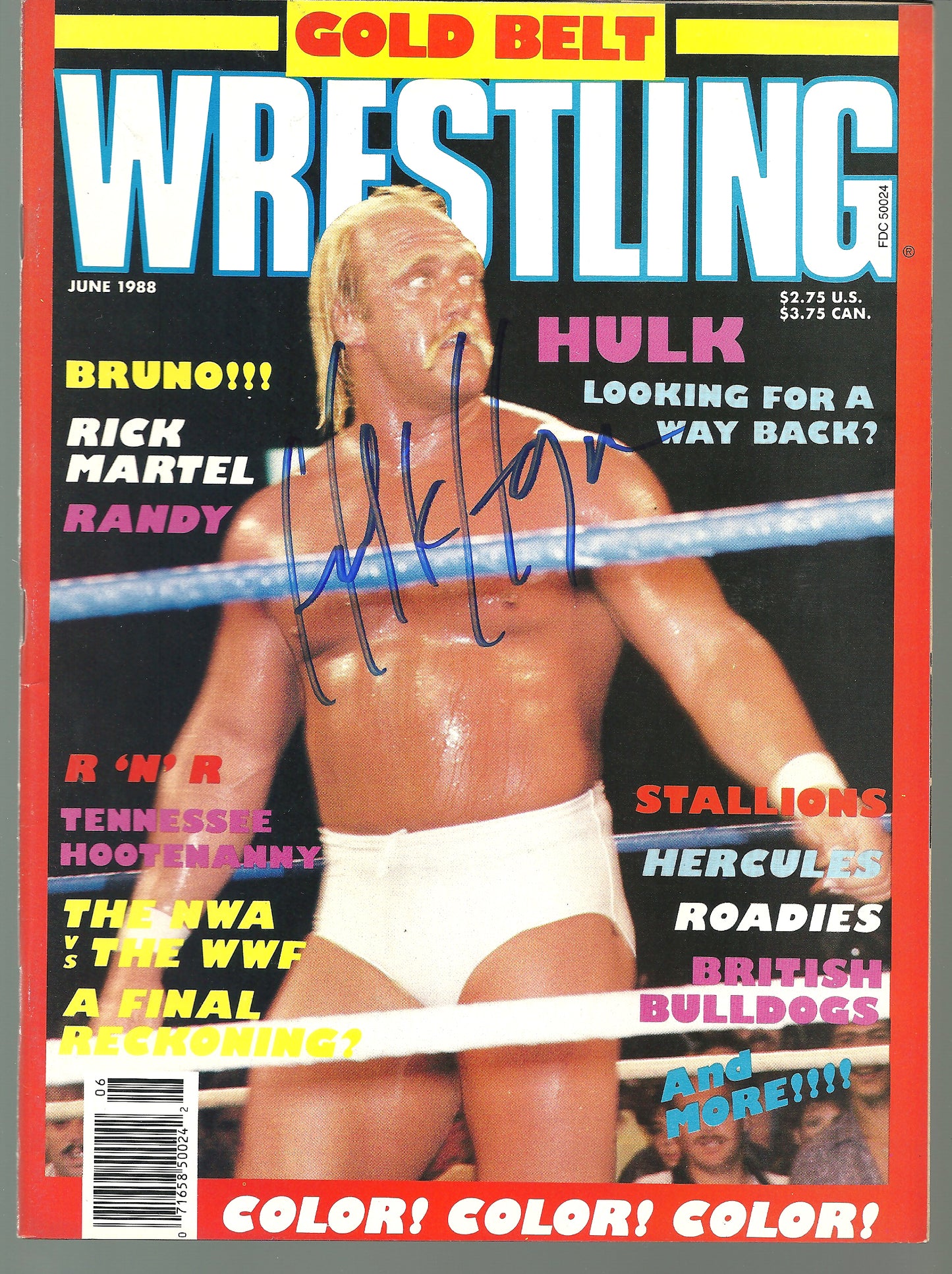 HH9  The Immortal Hulk Hogan  signed  Vintage Wrestling Magazine w/ COA