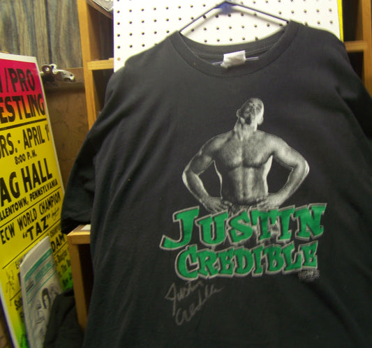 C7  Original ECW Justin Credible Autographed Tee Shirt w/COA