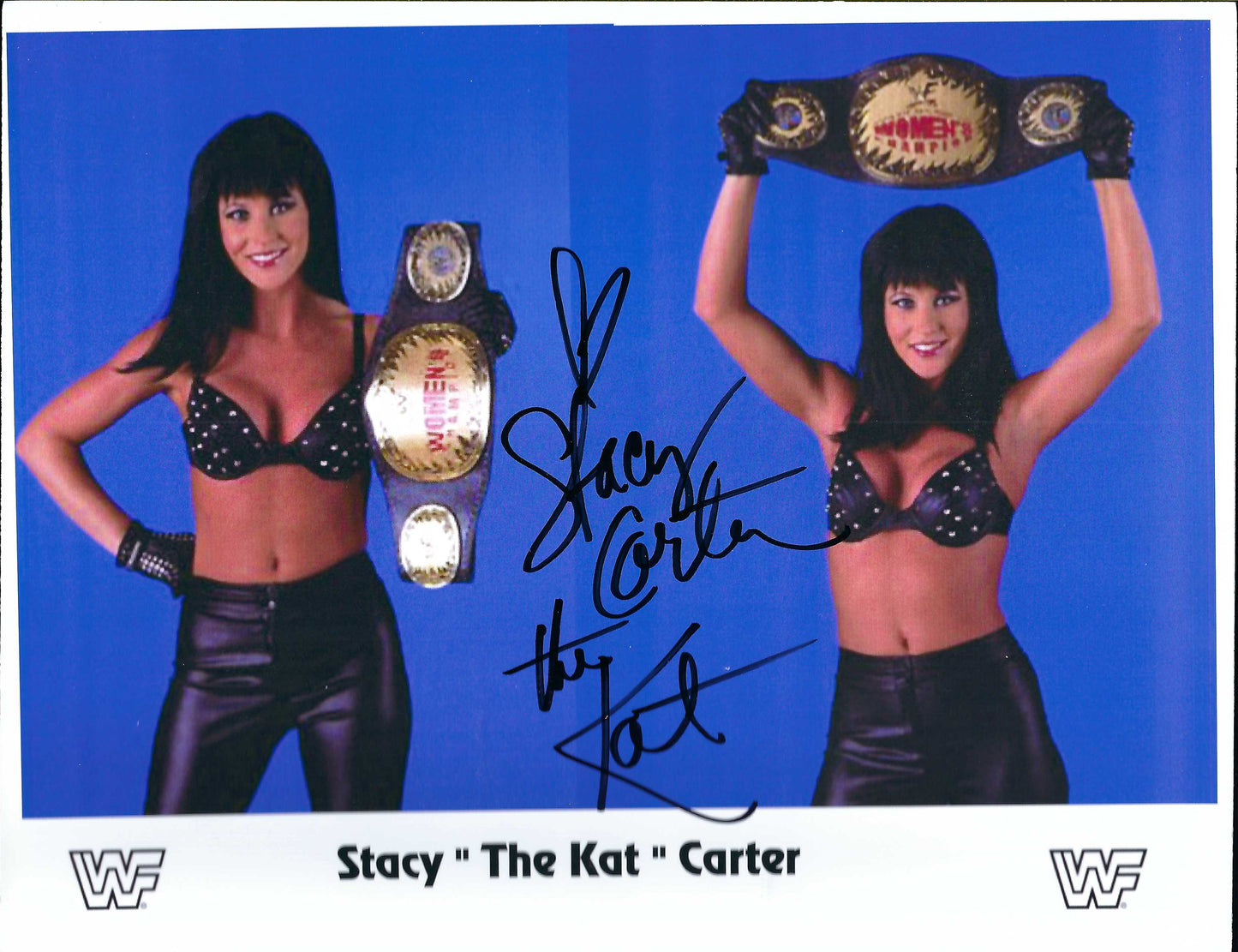 M3136  Stacy " the Kat " Carter Autographed Wrestling 8x10 Photo w/COA