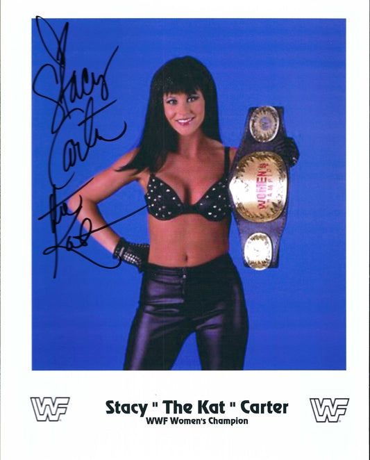 M3138  Stacy " the Kat " Carter   Autographed Wrestling Photo w/COA