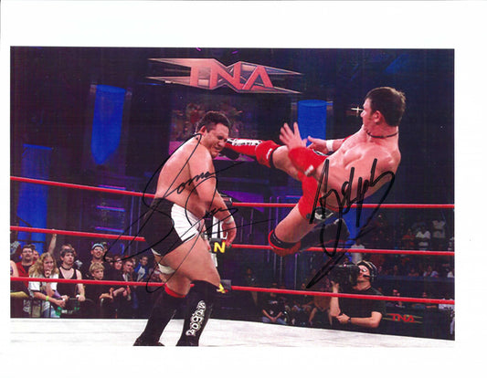 M3166  A.J. Styles vs Samoa Joe Autographed Wrestling Photo w/COA