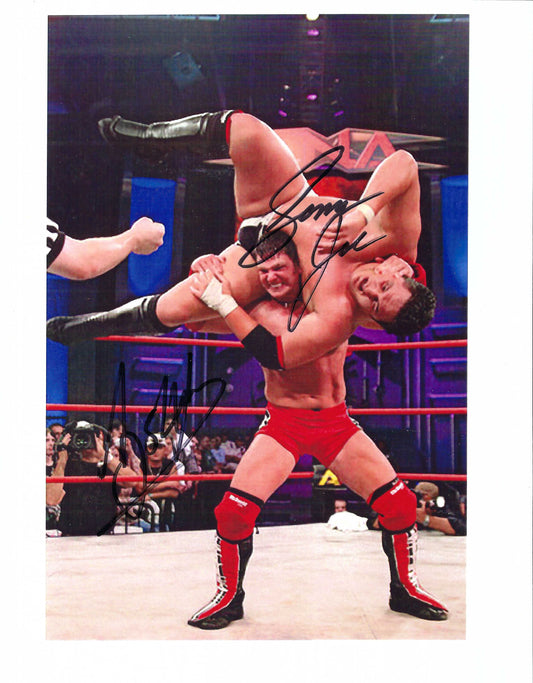 M3168  A.J. Styles vs Samoa Joe Autographed Wrestling Photo w/COA