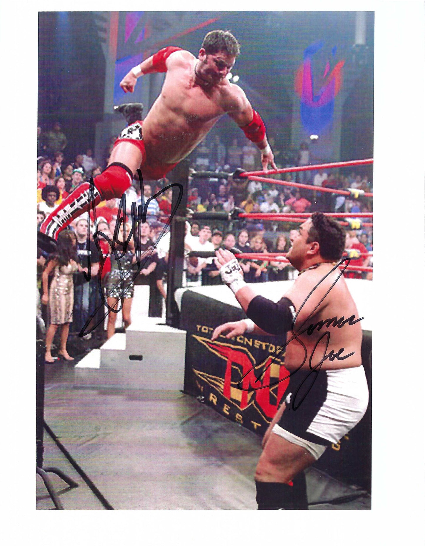 M3167  A.J. Styles vs Samoa Joe Autographed Wrestling Photo w/COA