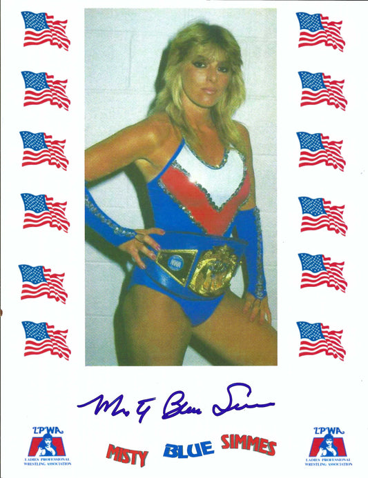 MBS2 Americas Sweetheart Misty Blue Simmes Autographed VERY RARE Vintage Wrestling Photo w/COA