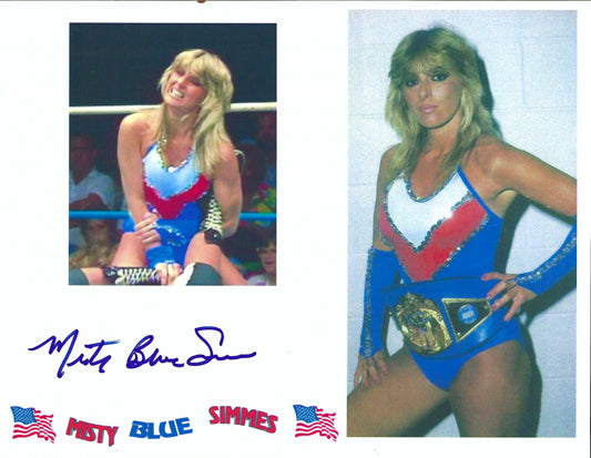 MBS3  Americas Sweetheart Misty Blue Simmes Autographed VERY RARE Vintage Wrestling Photo w/COA