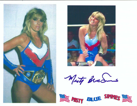 MBS5  Americas Sweetheart Misty Blue Simmes Autographed VERY RARE Vintage Wrestling Photo w/COA
