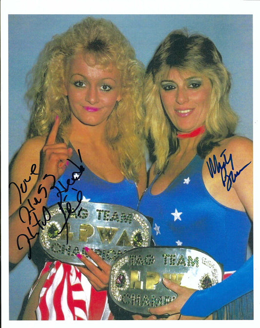 MBS15  Americas Sweetheart Misty Blue Simmes   Heidi Lee Morgan Autographed VERY RARE Vintage Wrestling Photo w/COA