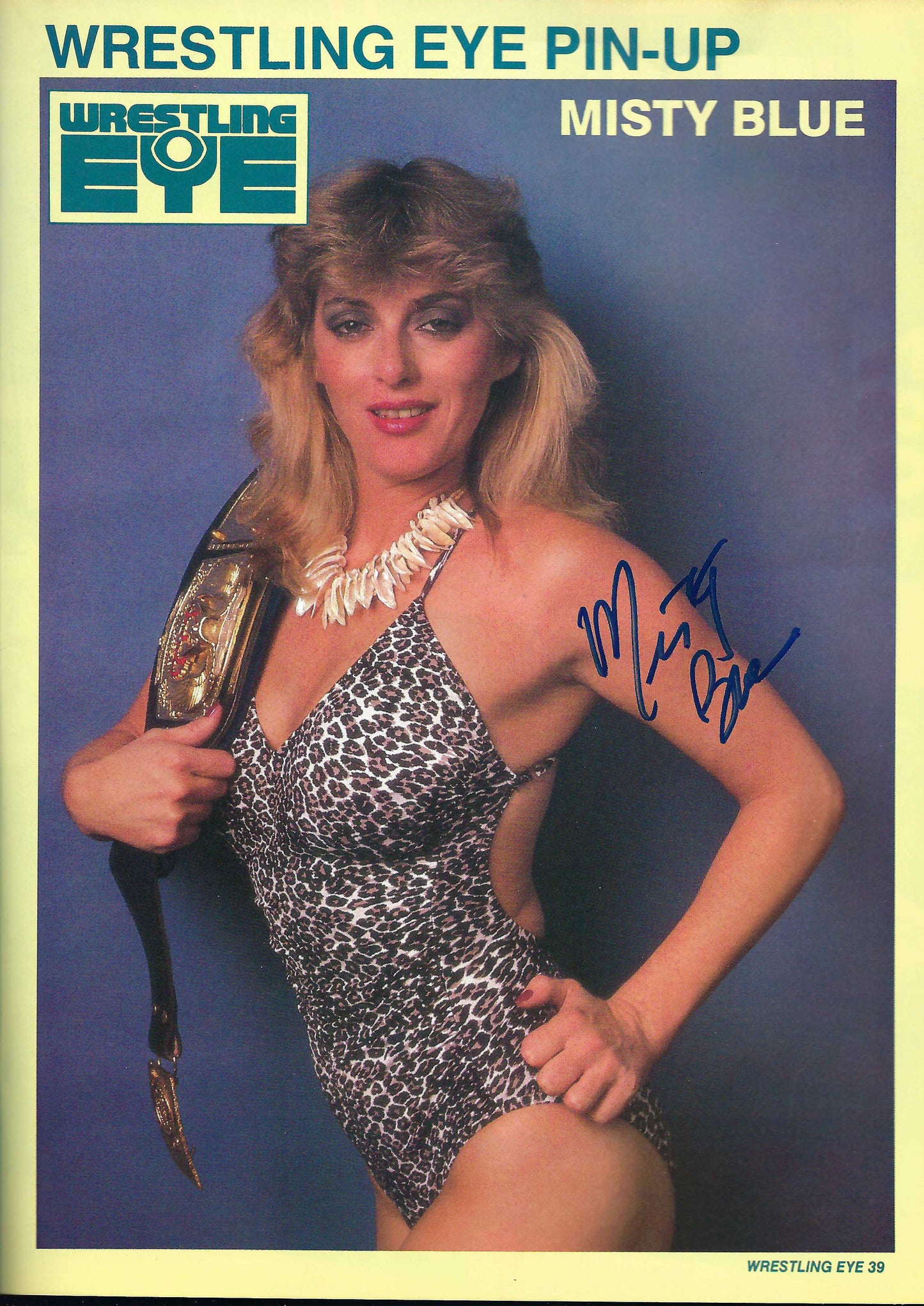 MBSM11  Misty Blue Simmes   VERY RARE Autographed Vintage Wrestling  Magazine Page w/COA