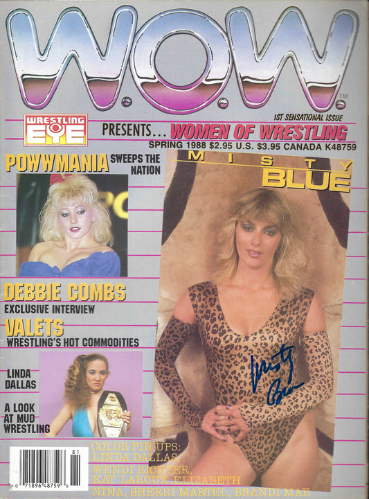 MBSM17  Misty Blue Simmes    VERY RARE Autographed Vintage Wrestling  Magazine  w/COA