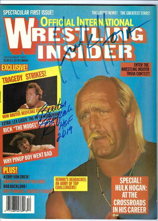 MBSM19  Misty Blue Simmes  Hulk Hogan Brutus Beefcake First Issue   VERY RARE Autographed Vintage Wrestling  Magazine  w/COA
