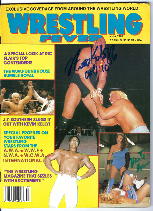 MBSM21   Misty Blue Simmes Nikita Koloff VERY RARE Autographed Vintage Wrestling  Magazine  w/COA