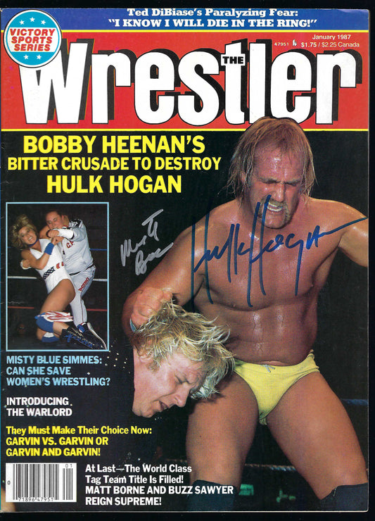 MBSM24   Misty Blue Simmes  Hulk Hogan VERY RARE Autographed Vintage Wrestling  Magazine  w/COA