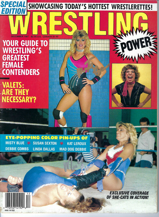 MBSM2 Misty Blue Simmes 3 Times  Autographed Vintage Wrestling Magazine w/COA