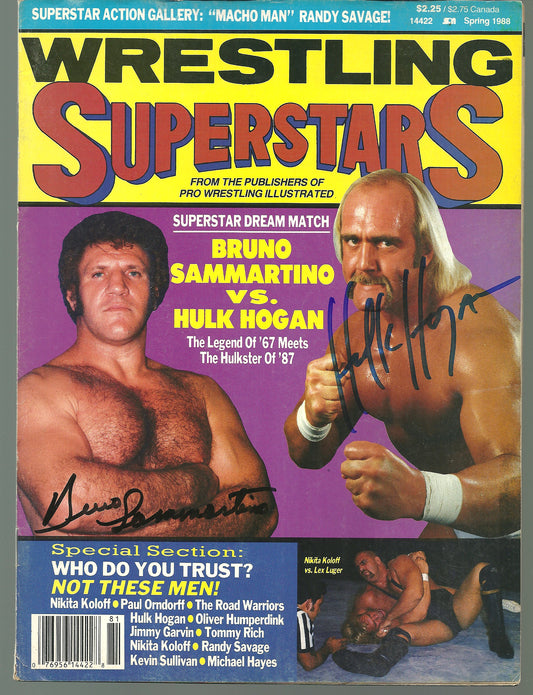BSHH60 The Living Legend Bruno Sammartino ( Deceased ) Hulk Hogan Autographed Wrestling Magazine w/COA