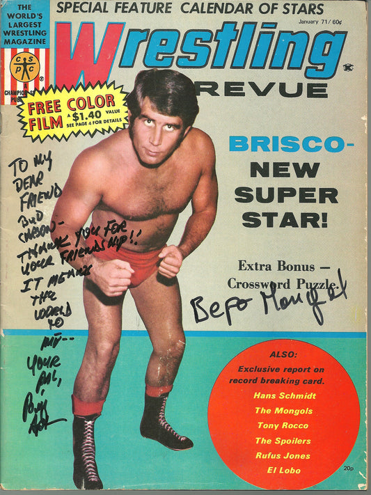 BA1  Bill Apters very first published Wrestling Revue Magazine Autographed w/Beppo Mongol