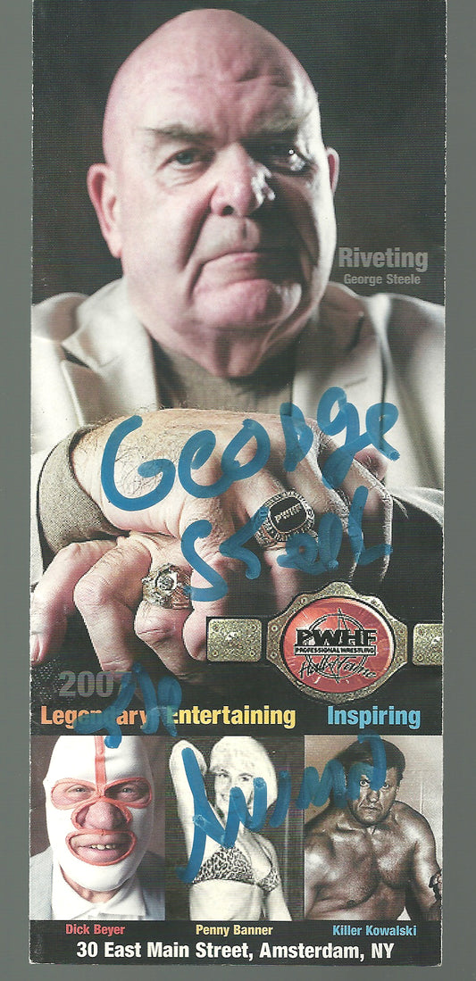 PWHOF1  George the Animal Steele Autographed Pro Wrestling Hall of Fame Brochure w/COA