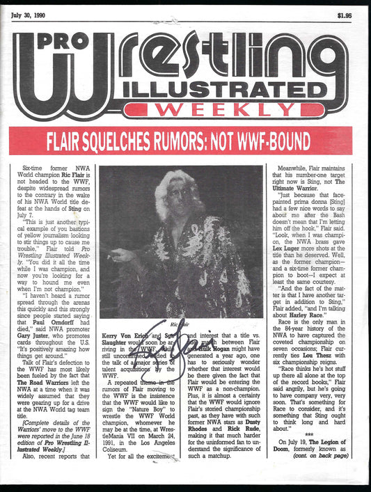 2RF10   Nature Boy Ric Flair  VERY RARE   Autographed Vintage Wrestling Magazine w/COA