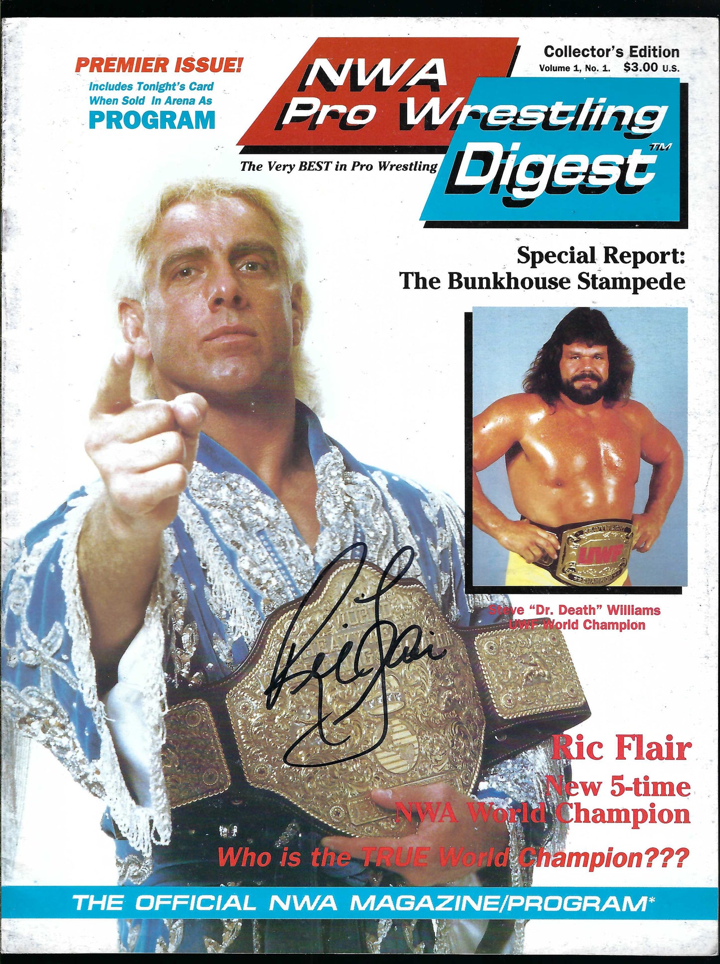 RF13  The Nature Boy Ric Flair  Autographed Wrestling Magazine w/COA