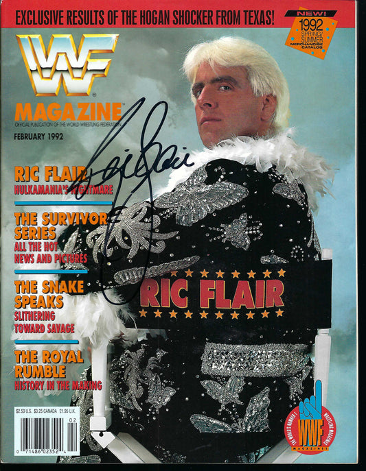 2RF4  Nature Boy Ric Flair  VERY RARE  Autographed Vintage Wrestling Magazine w/COA