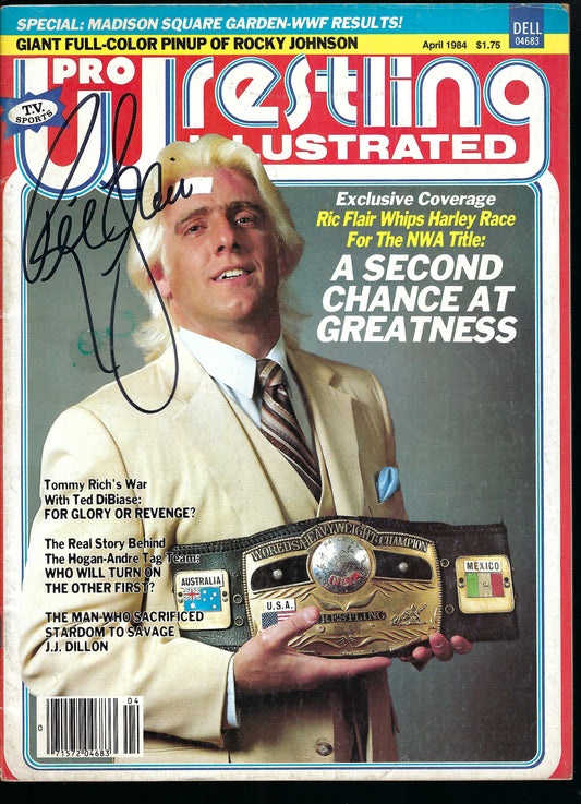 2RF6  Nature Boy Ric Flair  VERY RARE  Autographed Vintage Wrestling Magazine w/COA