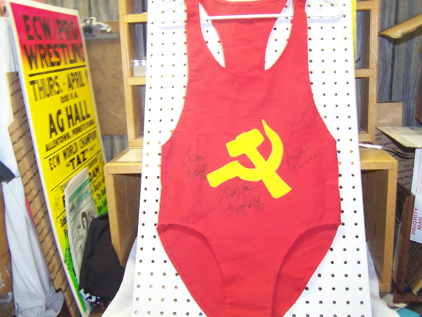 C20  Autographed Russian Singlet Ivan Koloff , Nikita Koloff , Khrusher Khrushchev w/COA