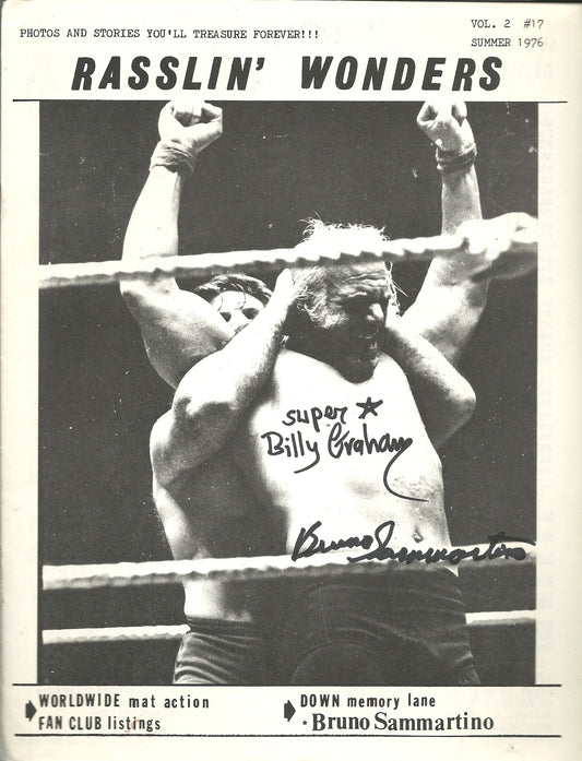 2SBG39 The Living Legend Bruno Sammartino ( Deceased ) Superstar Billy Graham Autographed vintage Wrestling Magazine w/COA