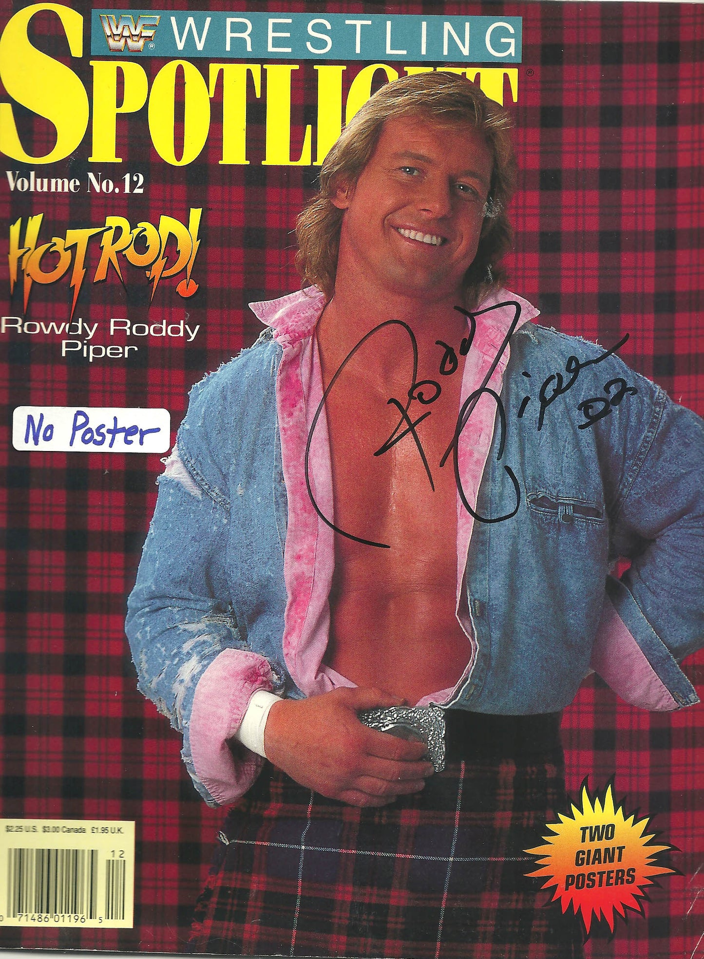 AM08 Rowdy Roddy Piper signed WWF Spotlight Magazine w/COA
