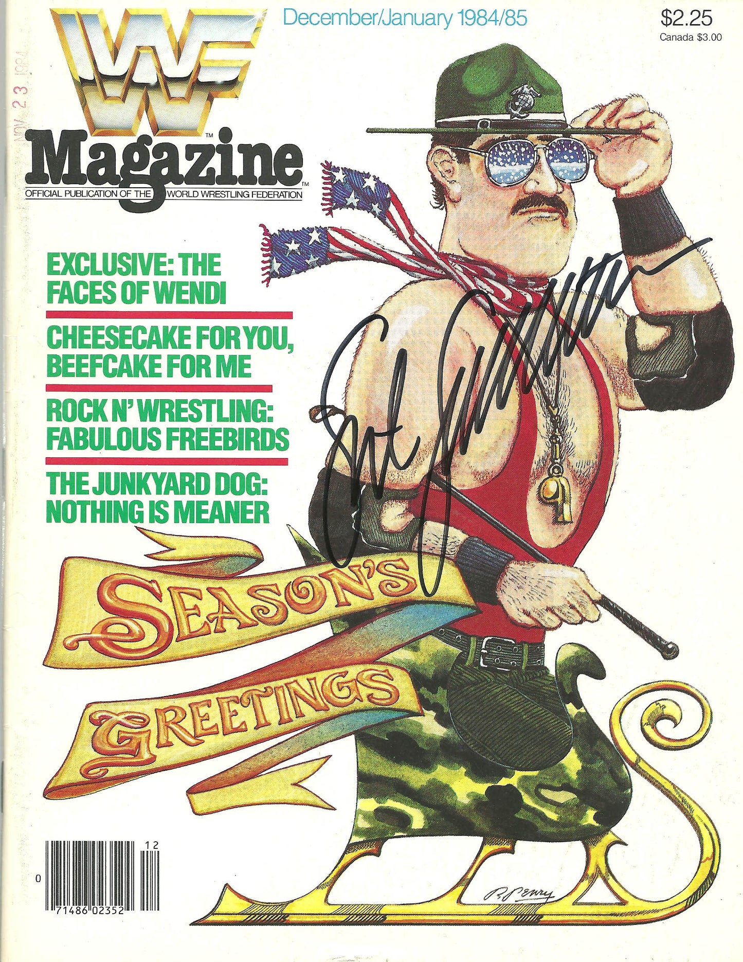 AM07  Sgt. Slaughter signed WWF Wrestling Magazine w/COA