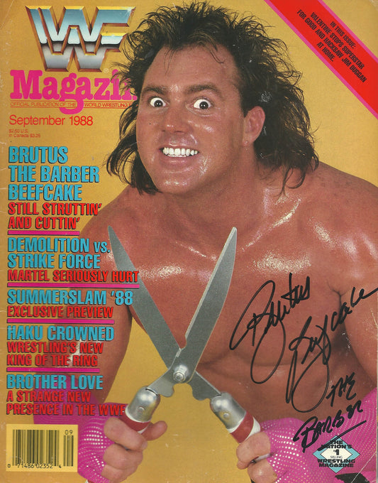 AM17  Brutus " the Barber " Beefcake signed WWF Magazine w/COA