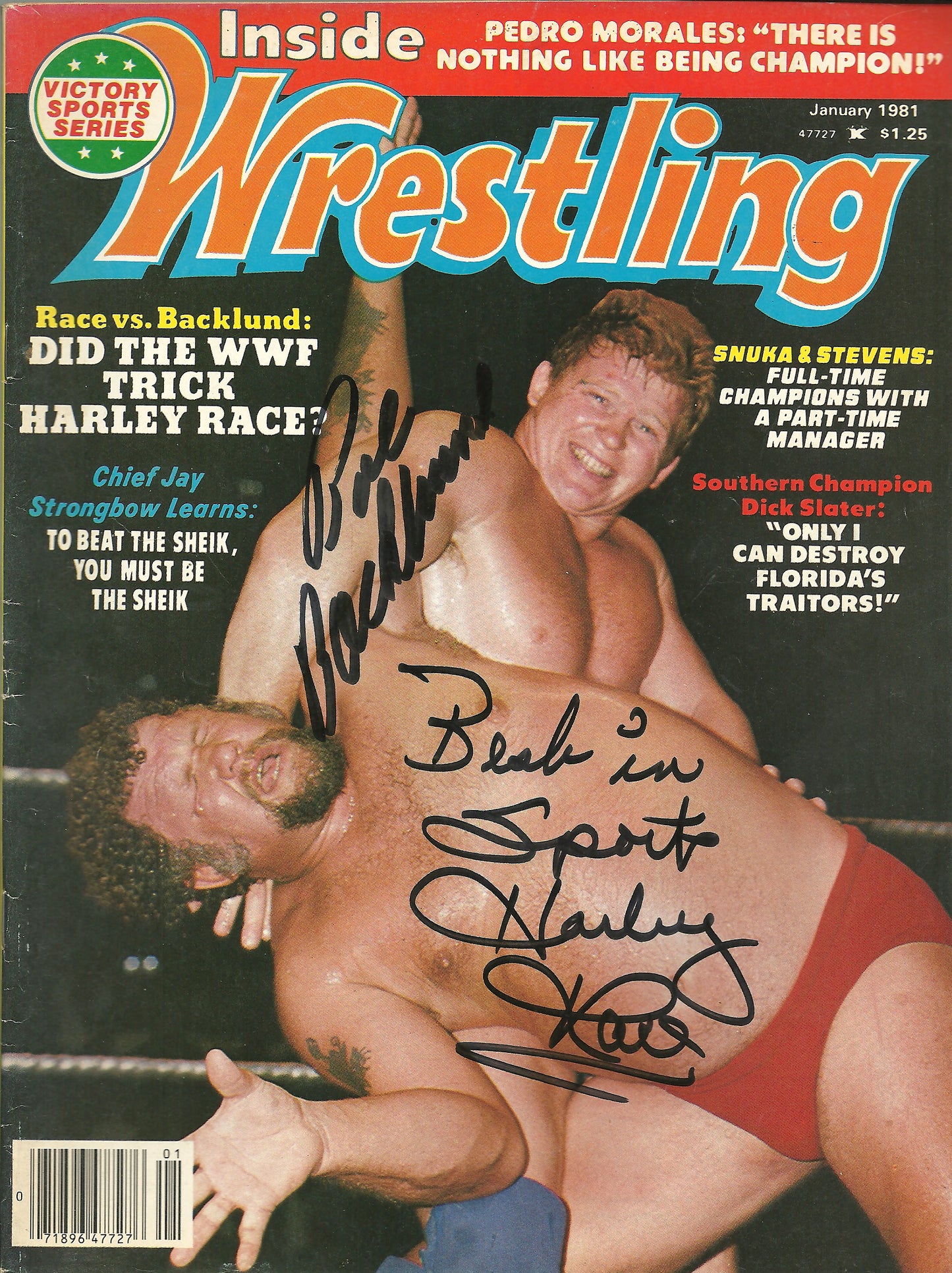 AM21  Harley Race Bob Backlund Autographed Magazine w/COA