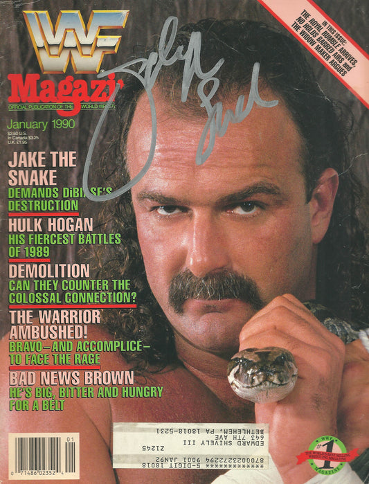 AM22  Jake the Snake Roberts Autographed WWF Magazine w/COA