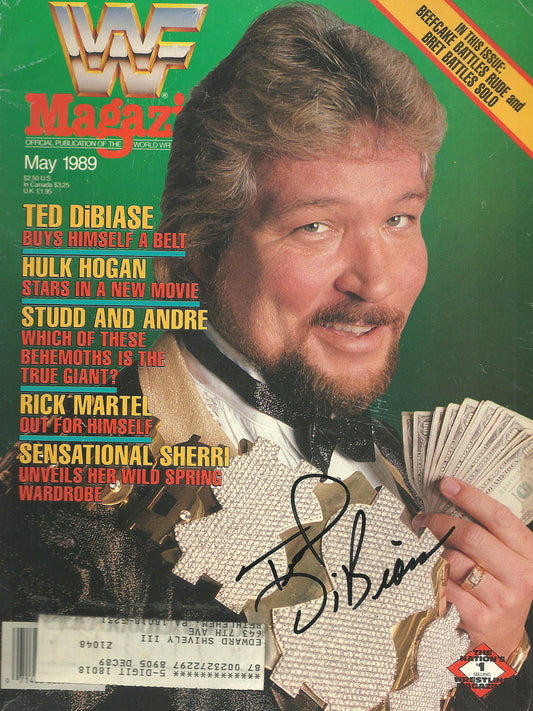 AM26  Ted Dibiase signed WWF Wrestling Magazine w/COA