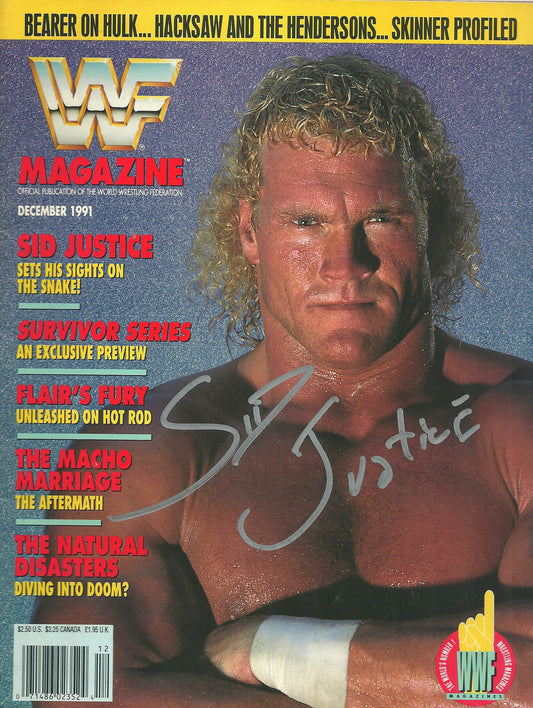 AM29  Sid Justice Autographed WWF Wrestling Magazine w/COA