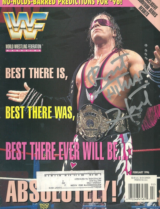 AM33  Bret "the Hitman " Hart Autographed WWF Magazine w/COA