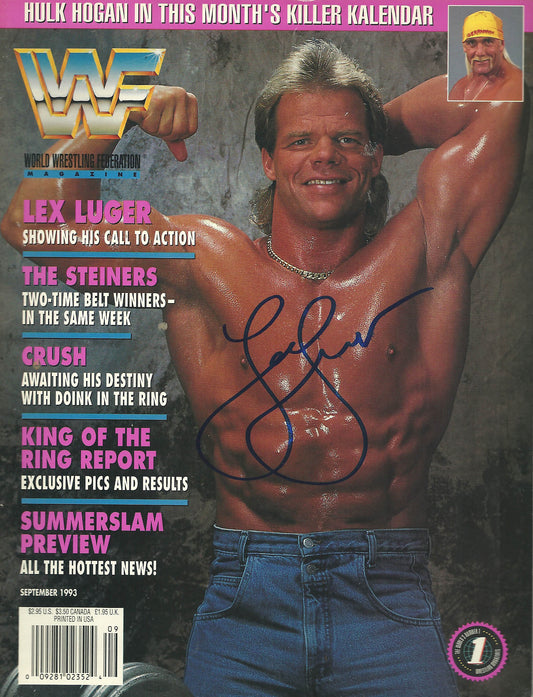 AM37  Lex Luger Autographed WWF Wrestling Magazine w/COA