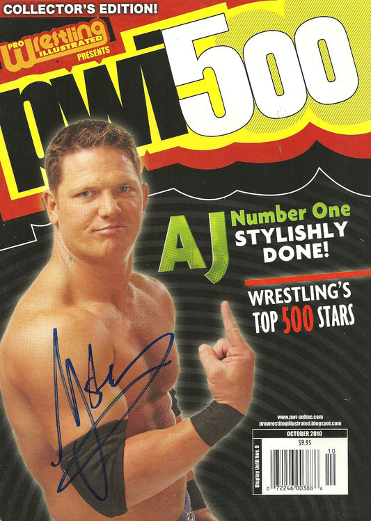 AM41 The  Phenomenal A.J. Styles  Autographed PWI 500 Wrestling Magazine w/COA