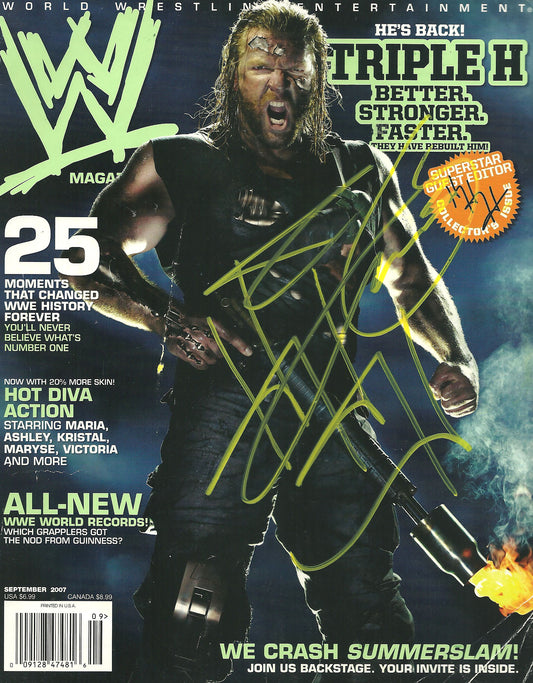 AM44  TRIPLE H Autographed WWE Magazine w/COA